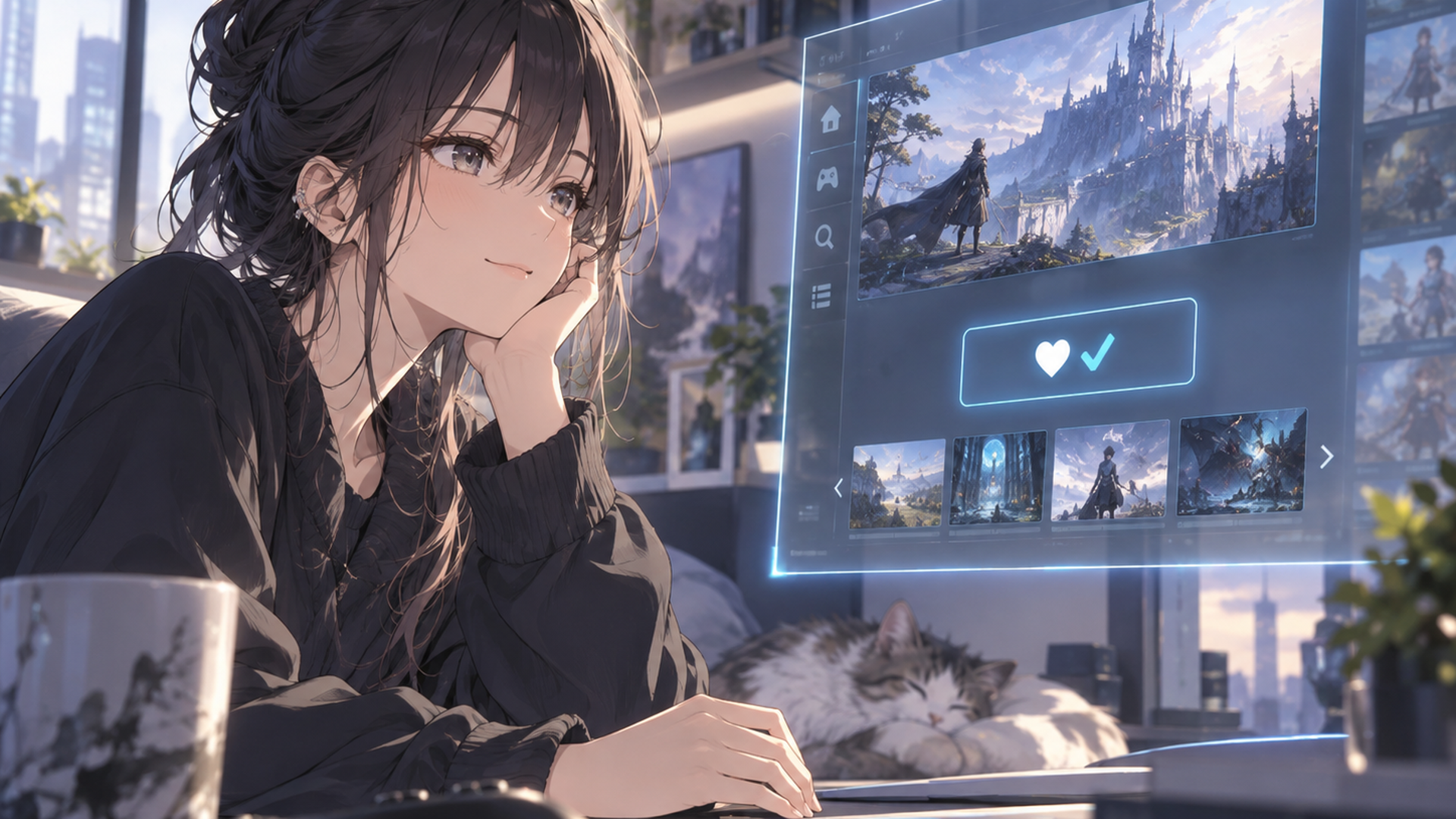 新作ゲームのウィッシュリスト登録画面を確認する人物