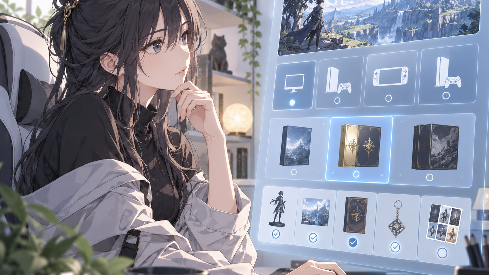 予約画面で機種やエディションと特典条件を慎重に確認するゲームプレイヤー