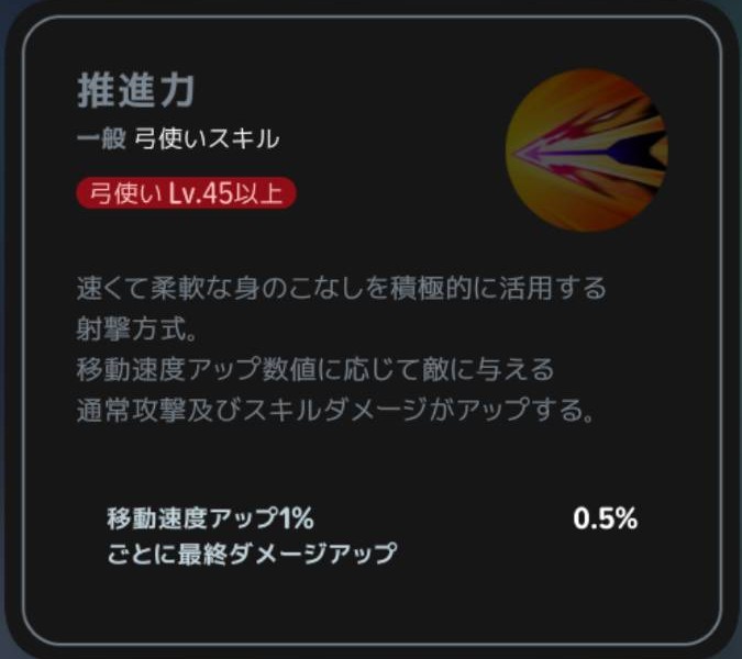 推進力|弓使いLv45以上の説明