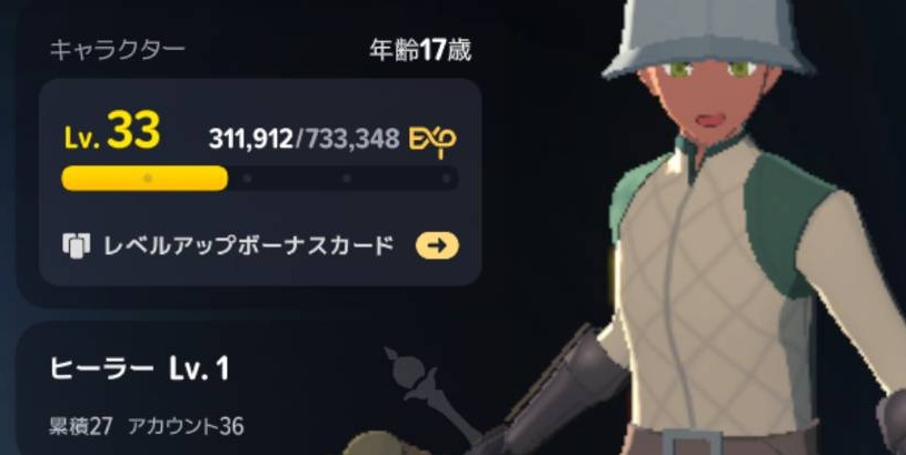キャラクターLv33・ヒーラーLv1のプロフィール