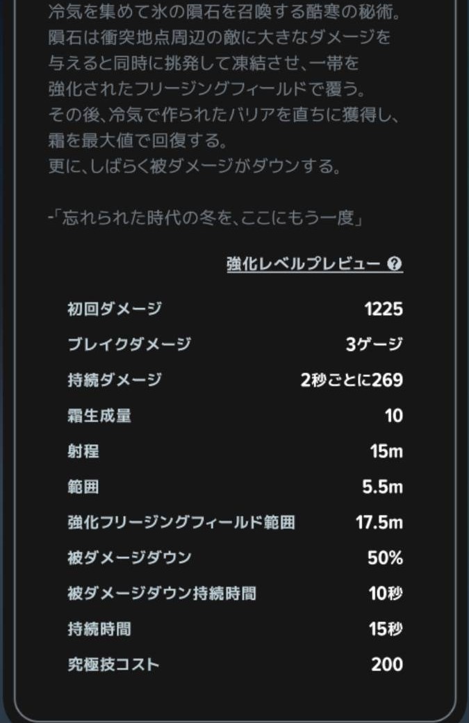 アブソリュートゼロの防御・霜回復・コスト