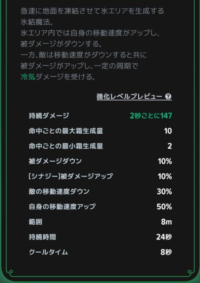 フィールドの持続時間と自身・敵への効果
