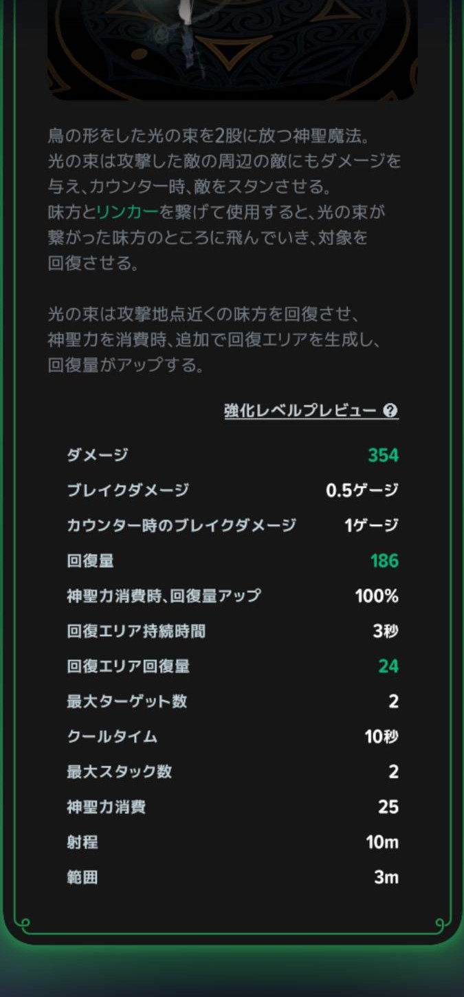 ウィングのブレイク・神聖力消費の説明