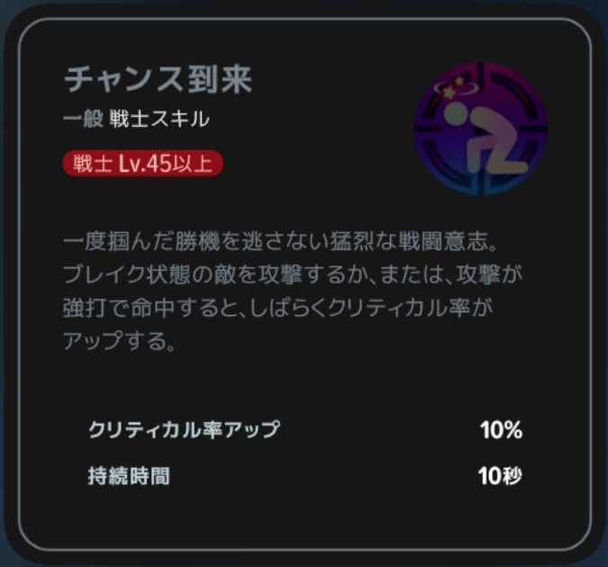 チャンス到来|戦士Lv45以上の説明