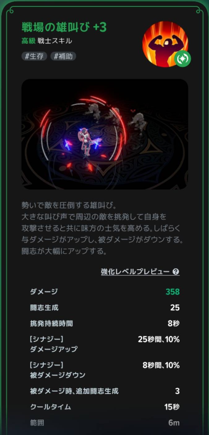 戦場の雄叫びの効果説明