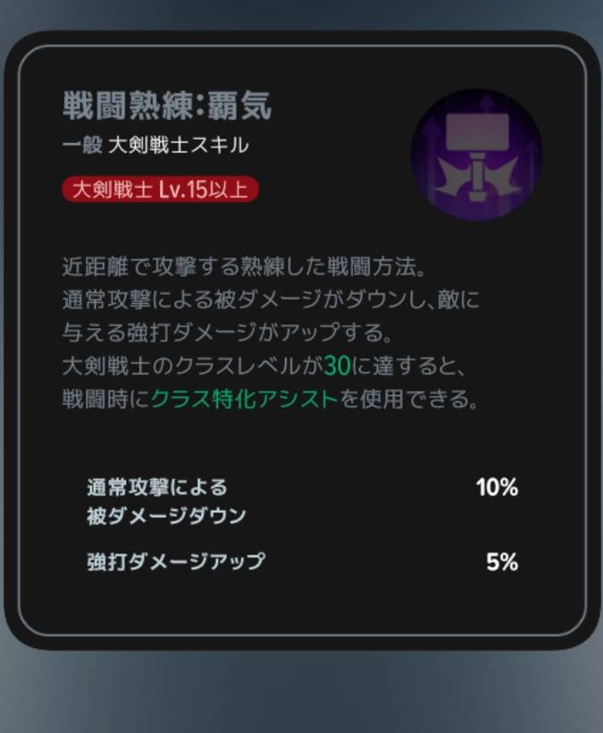 戦闘熟練:覇気|Lv15以上の説明