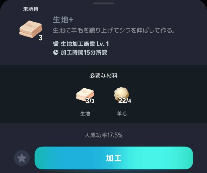 生地+3個の材料と加工時間15分